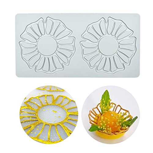 XiaoShenLu Silikon-Fondant-Spitzenmatte, Zuckerhandwerk-Abdruckform, essbarer Kuchen, molekulare Küche, Dekoration, 2 Löcher Blütenblätter
