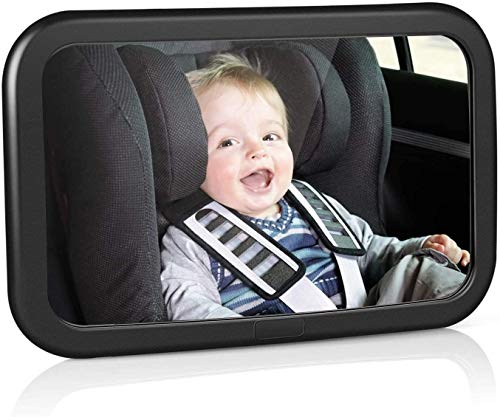 amzdeal Rücksitzspiegel für Babys, bruchsicherer Spiegel für Auto Baby mit großem Sichtfeld, Babyspiegel ohne Einzelteile/Schrauben, 360° schwenkbar, Größe 300 x 190 x2,8mm