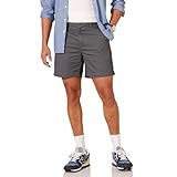Amazon Essentials Herren Shorts, Klassischer Schnitt, 18 cm, Grau, 33W