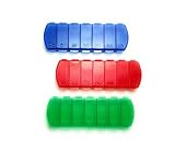 MAXBOX - Pillendosen Set für 7 Tage, Pillenbox mit getrennten Fächern (3 Stück, blau rot grün)