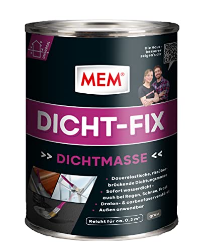 MEM Dicht-Fix, Für alle üblichen Untergründe, Zur Abdichtung von Undichtigkeiten und kleineren Leckstellen, Einfache Anwendung, Gebrauchsfertig, UV-beständig, 375 ml, Grau