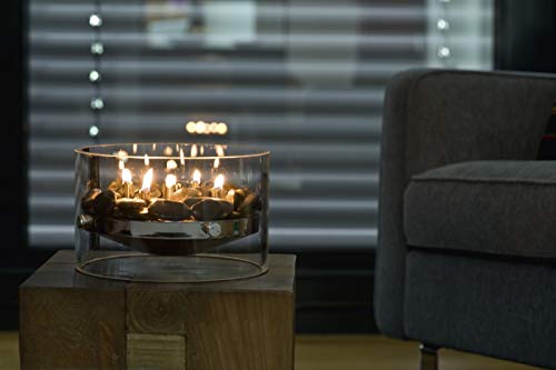 Philippi - FIRE Tischkamin - romantische Öllampe die leicht und Eleganz schwebt in einem Ring aus Glas