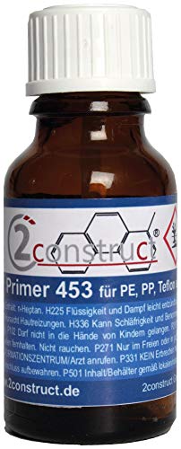 2Construct Primer 453, Vorbehandlung für schwer zu verklebende Materialien wie Polyolefine, Polyäthylen, Polypropylen, Gummi, EPDM, PTFE, Silikone,15ml Pinselflasche