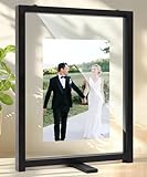 SUMGAR 20 * 25 Schwarz Schwebende Bilderrahmen Moderne Minimalistische Rahmen Fotorahmen aus Gehärtetem Glas für Valentinstag für Familie Freunde Liebhaber