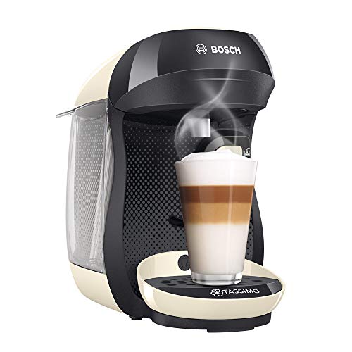 Tassimo Happy Kapselmaschine TAS1007 Kaffeemaschine by Bosch, über 70 Getränke, vollautomatisch, geeignet für alle Tassen, platzsparend, 1400 Watt, creme/antharzit