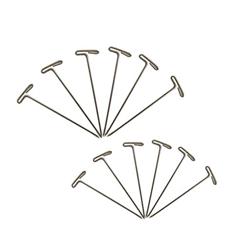 ULTNICE 150pcs Stahl T-Nadeln T-Pins für Blockieren Perücken Nähen Basteln DIY (51mm + 38mm)