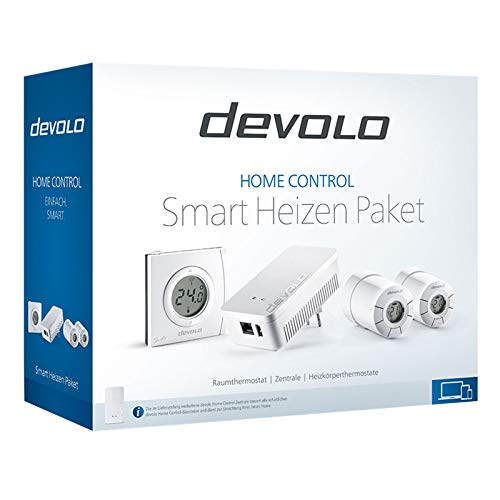 devolo Home Control Smart Heizen Paket (Funk Heizungssteuerung, Smarthome Thermostat, Z-Wave Hausautomation, Haussteuerung per iOS/Android App, Smart Home Aktor, einfache Installation) –weiß