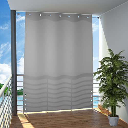 SHACAMO Seitlicher Balkonsichtschutz grau 140 x 230 cm mit Befestigungsmaterial
