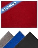 Praknu Schmutzfangmatte 90 x 120 cm - Waschbar - Robust - rutschfeste Fußmatte für Innen und Außen - Rot