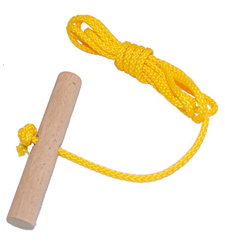 Looping-Lu Schlittenseil mit Holzgriff aus Buchenholz 1 Zugseil (Gelb)