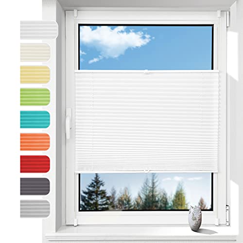 Plissee ohne Bohren Plissees Klemmfix, Easyfix Plisseeroll Rollo für Fenster Einfache Montage Sichtschutz und Sonnenschutz,70 x 100cm