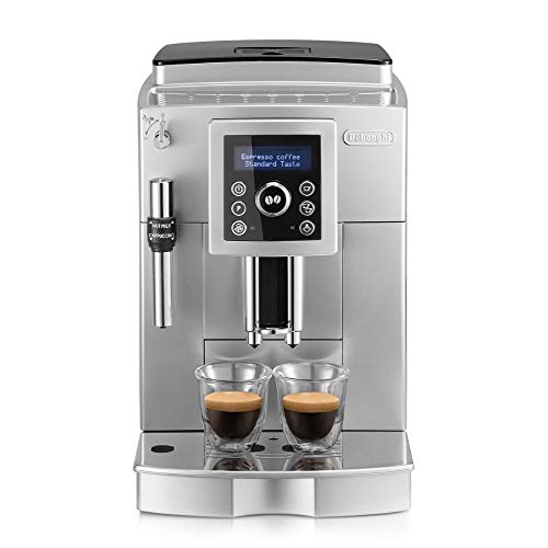 De'Longhi ECAM 23.420.SB Kaffeevollautomat mit Milchaufschäumdüse für Cappuccino, Espresso Direktwahltaste und Digitaldisplay mit Klartext, 2-Tassen-Funktion, 1,8 Liter Wassertank, Silber/Schwarz