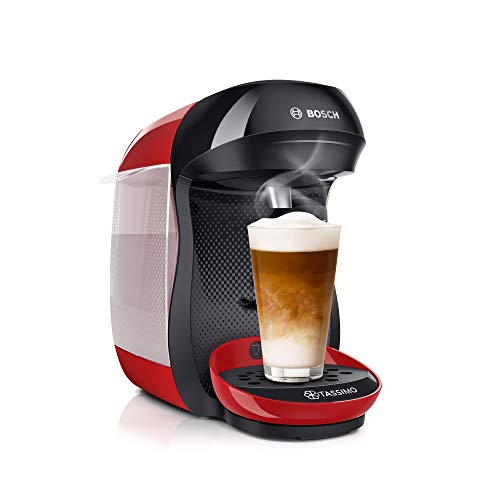 Tassimo Happy Kapselmaschine TAS1003 Kaffeemaschine by Bosch, über 70 Getränke, vollautomatisch, geeignet für alle Tassen, platzsparend, 1400 W, rot