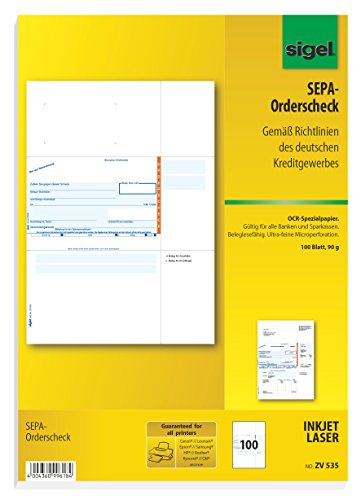 SIGEL ZV535 SEPA-Orderscheck, A4, 100 Blatt