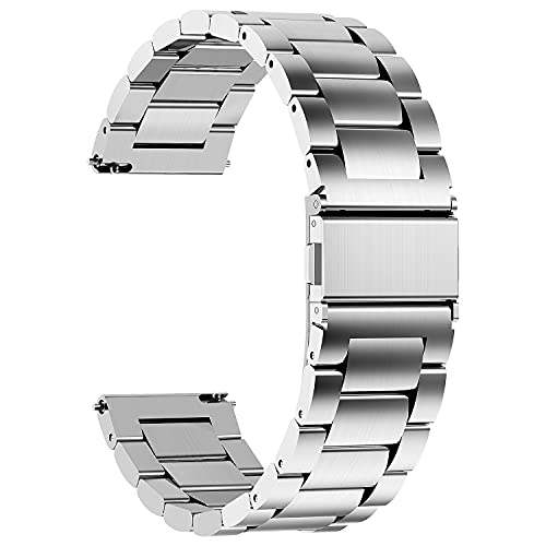 Fullmosa Edelstahlarmband für Uhr,Metall Uhrenarmbänder mit Schnellverschluss geeignet für Damen&Herren, 22mm Silber