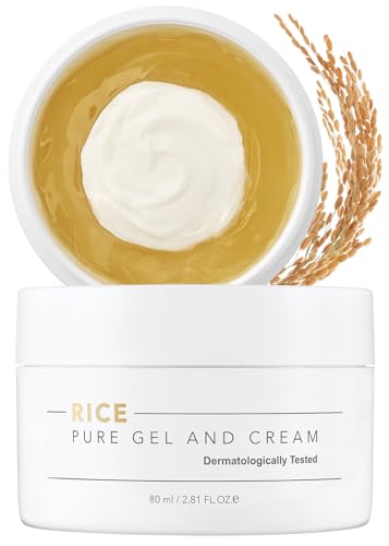 THANKYOU FARMER Rice Pure Gel and Cream (80ml), Zwei-in-Einem Formel, Koreanische Reis Extrakte, Parfümfreie Feuchtigkeitscreme für trockene und empfindliche Haut, Gesichtscreme, Korean Skincare