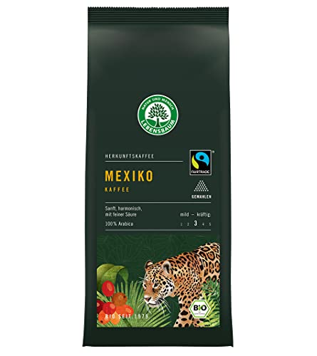 Lebensbaum Mexiko Kaffee gemahlen, Bio-Kaffee aus 100% Arabica-Bohnen, Arabica-Kaffee, Röst-Kaffee mit mild-aromatischem Geschmack, vegan, 250g