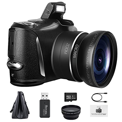 Digitalkamera 4K Videokamera Camcorder Ultra HD 48 MP YouTube Vlogging-Kamera mit Weitwinkelobjektiv 16-facher Digitalzoom 3,0-Zoll-Bildschirm Kompaktkamera für Anfänger in der Fotografie