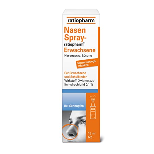 NasenSpray-ratiopharm® Erwachsene: Nasenspray zur Abschwellung der Nasenschleimhaut bei Schnupfen. Befreit schnell und effektiv die verstopfte Nase, 15 ml
