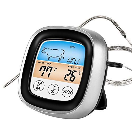 IREENUO Digital Fleischthermometer, Bratenthermometer Sofort Lesen Grillthermometer mit LCD Display, Küchenthermometer für Küche, Grill, BBQ, Steak