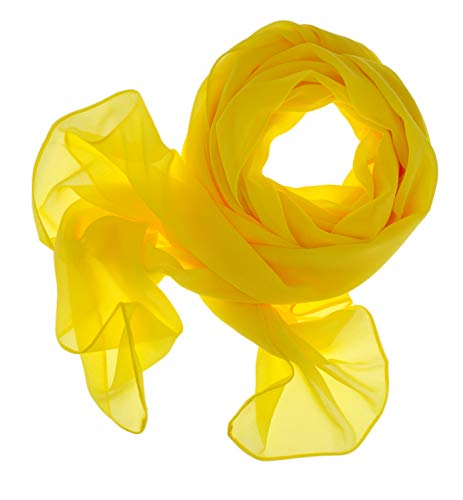 DOLCE ABBRACCIO by RiemTEX ® Schal Damen SWEET LOVE Stola Chiffon Tuch in 30 Unifarben Schals und Tücher Halstücher XXL Chiffontücher Halstuch in sattem Gelb für jede Jahreszeit (Zitronengelb)