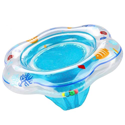 Baby Schwimmring, Schwimmsitz für Baby Aufblasbarer Schwimmtrainer Schwimmhilfe Schwimmreifen für Kleinkind von 6 Monate bis 3 Jahre mit 2 Luftkamme (Blau)