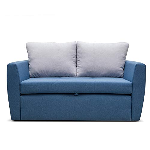 mb-moebel Sofa mit Schlaffunktion Schlafsessel Gästebett Klappsofa Bettfunktion mit Bettkasten Couch Sofagarnitur Salon Jugendzimmer SARA 120 (blau)