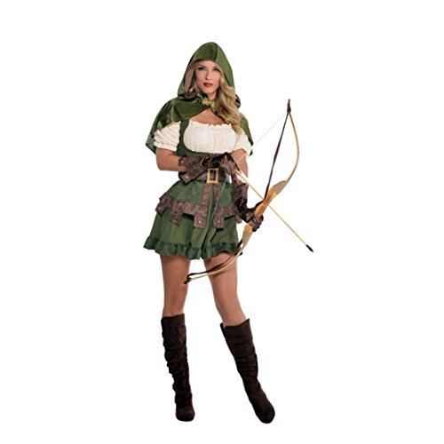 NET TOYS Sexy Robin Hood Kostüm Damen Waldläuferin Verkleidung M Jägerin Outfit Räuberin Damenkostüm Märchenkostüm Kleid Faschingskostüm Elbin