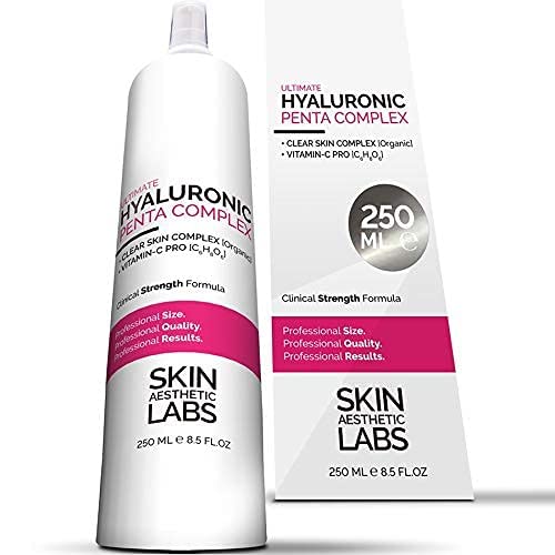 250 ml Hyaluronsäure Serum Konzentrat TESTSIEGER 2021* • 5-fach Hyaluron • Klinik-Größe • Anti Aging Gel mit Vitamin C Pro • Clear Skin Complex • Hypoallergen • Made in Germany