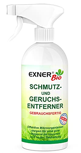 Exner Bio Geruchsentferner & Fleckenentferner - Mit Mikroorganismen gegen Flecken und Gerüche - für Haustiere, Haushalt und Ihr Auto, 100% natürlich & schonend - 500 ml Sprühflasche