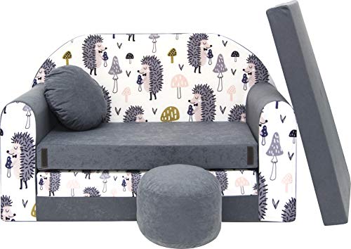 Pro Cosmo Kindersofa Bettfunktion 3in1 Sofa + Gratis Polsterhocker und Kissen Kindermöbel Set - AX1