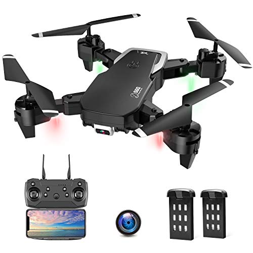 Drohne mit Kamera, Drohne für Anfänger, 1080P HD Faltbar RC Quadcopter mit FPV WLAN Live Übertragung, Flugzeit 30 Minuten(2 Akku), Kopfloser Modus/Flugbahnflug/3D Flip