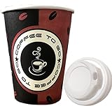 Made in DE, Biologisch Abbaubar, 100 Stück Kaffeebecher to go 300 ml, Papppbecher Coffee Becher 0,3 L Cup mit Deckel