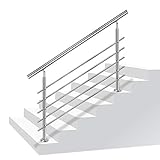 UISEBRT Handlauf Edelstahl Treppengeländer Geländer mit 5 Querstreben für Treppen Brüstung Balkon, 80cm