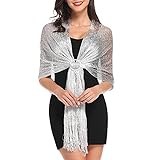 vimate Silberschal für Damen, Glitzer Metallic Schal und Wraps für Evening Patry Kleider (DE-Silver)