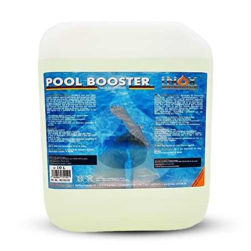 INOX® Pool Booster - 10L - Effektiver Algenvernichter Pool - Flüssiges Algizid für Pool - desinfizierendes Reinigungsmittel gegen Algen - Hochwirksame Pool Chemie