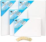 H&S Blanko Leinwände für Acrylfarben und Aquarell - 4er Canvas Set - Weiße Baumwoll Leinwand auf Keilrahmen aus Stabilem Kiefernholz zum Bemalen - Je 2 Rahmen in 20x30 & 30x40 cm - Leinwand Set