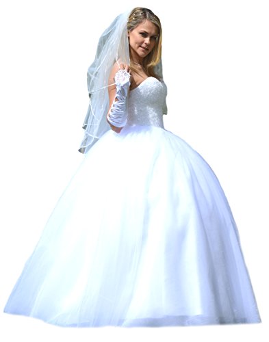 Unbekannt NEU Prinzessin Brautkleid Kristall Hochzeitskleid 34 36 38 40 42 44 46 48 50 Braut Kleid (40, Weiß)
