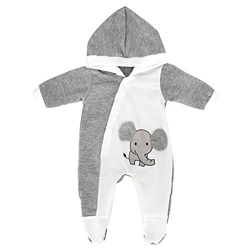 ZWOOS Puppenkleidung für New Born Babypuppen, Pyjama mit Kapuze für Puppen 35-43 cm (Grauer Elefant)