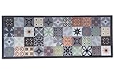 oKu-Tex Fußmatte | Schmutzfangmatte | Mosaik Muster Bunt | 'Deco-Style' | Türvorleger für innen | rutschfest | anthrazit/grün | 45x120 cm