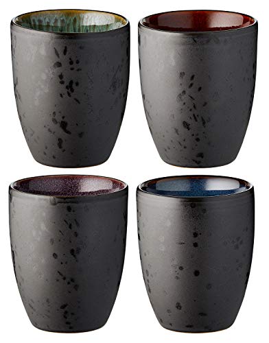 BITZ - Thermo Mug - Thermobecher - Stoneware - Schwaarz/Multicolor - 270ml Volumen - 4tlg.