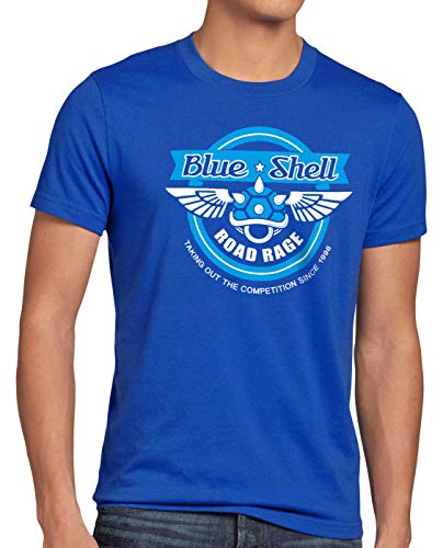 style3 Blue Shell Kart Herren T-Shirt Videospiel Konsole Mario, Größe:L, Farbe:Blau