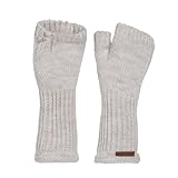 KNIT FACTORY - Cleo Handstulpen - Fingerlose Handschuhe - Gestrickte Handschuhe für Winter - Damen Handstulpen aus Wolle - Hochwertige Qualität - Beige