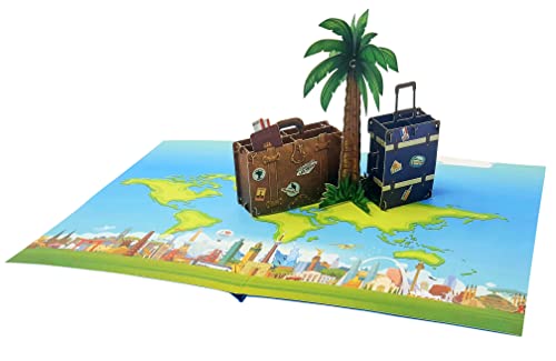 Pop-Up Reisegutschein – 3D-Gutscheinkarte für Urlaub, Geburtstag oder auch einen Abschied – Geldgeschenk für Urlaubsgeld, Geschenkkarte für Reisen, Urlaubsgutschein