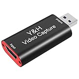 Y&H Video Recording Card, HD Video and Audio Capture Card HDMI to USB 2.0 1080P 60fps Recording via DSLR, Camcorder, Action Cam, Supports Broadcast Live Streaming