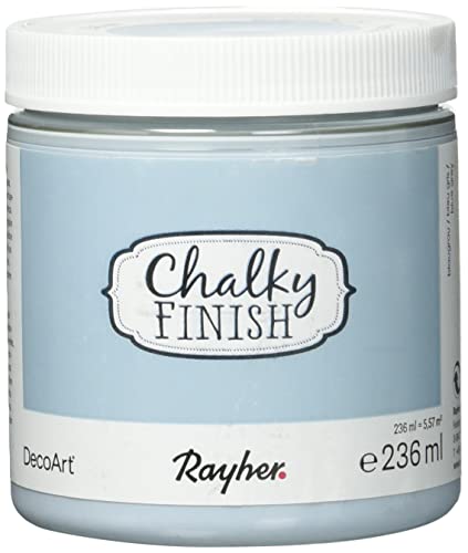 RAYHER HOBBY 38868566 Chalky Finish auf Wasser-Basis, Kreide-Farbe für Shabby-Chic-, Vintage- und Landhaus-Stil-Looks, 236 ml, blaugrau