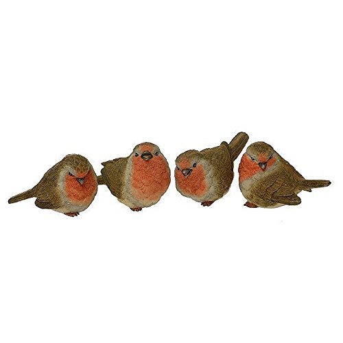 Set von 4 Mini-Rotkehlchen, ideal für Winter-, Weihnachtsdekoration.