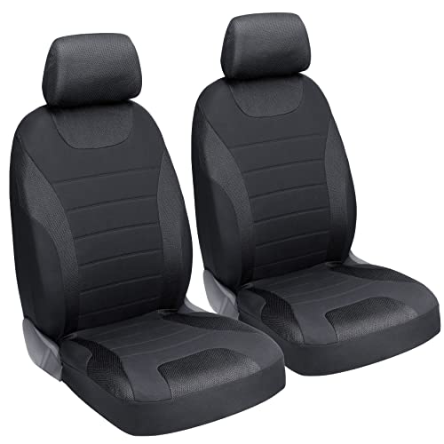 UniVexx Autositzbezüge im 2er Set - Universell passende Auto Sitzbezüge schwarz - Autoschonbezüge Vordersitze mit Ausschnitt für Airbag - Sitzbezüge Auto (schwarz)