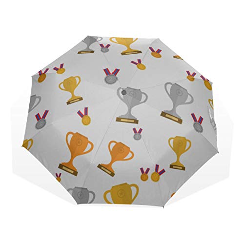 Kinderregenschirm Medaille Trophäe Symbolischer Sieg 3 Faltbare Kunstschirme (außerhalb des Drucks Zusammenklappbare Regenschirme Kompakter Regenschirm für Kinder Großer Regenschirm