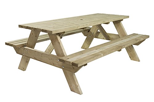 Picknicktisch ‘Luxus’ 180 cm, schwerlast Picknicktisch aus 40 mm FSC Fichtenholz, druckimprägniert